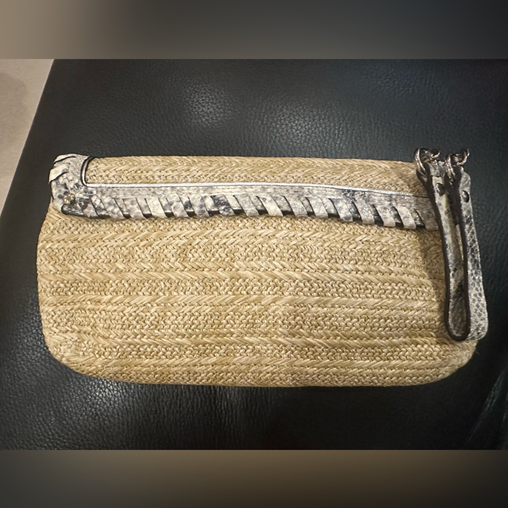 Authentic Coach Hampton Straw & Python Leather Tr… - image 2